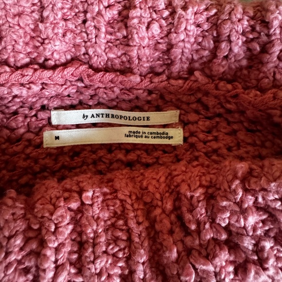 Anthropologie The Need-It Oversized Mock Neck Chunky Knit Sweater Pink Size M - Picture 3 of 6
